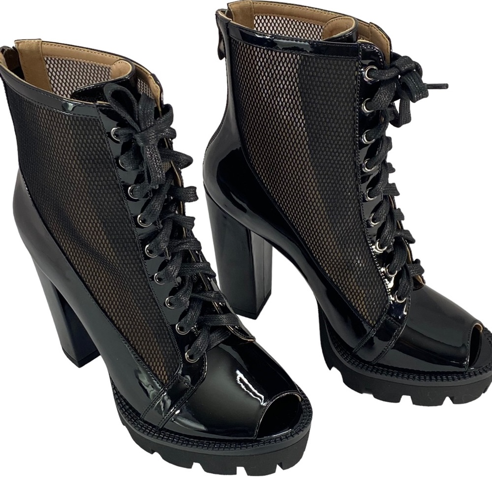 Wetkiss Glossy Black Platform Boots - Picture 10 of 16